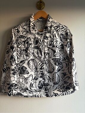Coral Bay Black & White Floral Button-Up Jacket